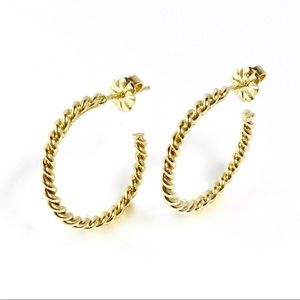 RARE Tiffany&Co 18k gold twist rope earrings